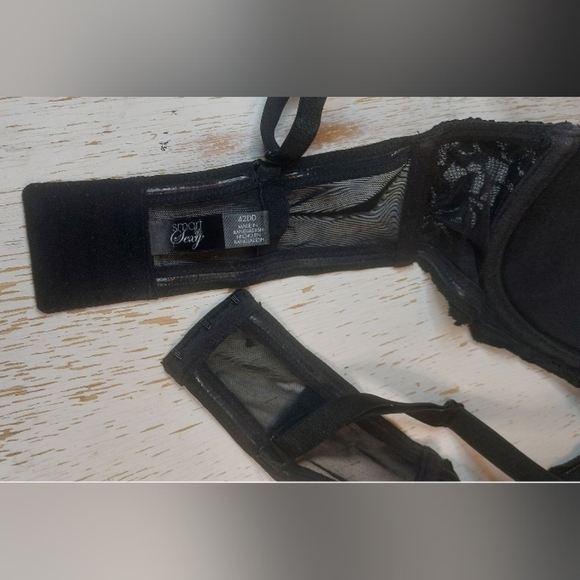 Smart and Sexy Black Lace Balconette Bra Size 42DD Adjustable Convertible Straps - Picture 9 of 11